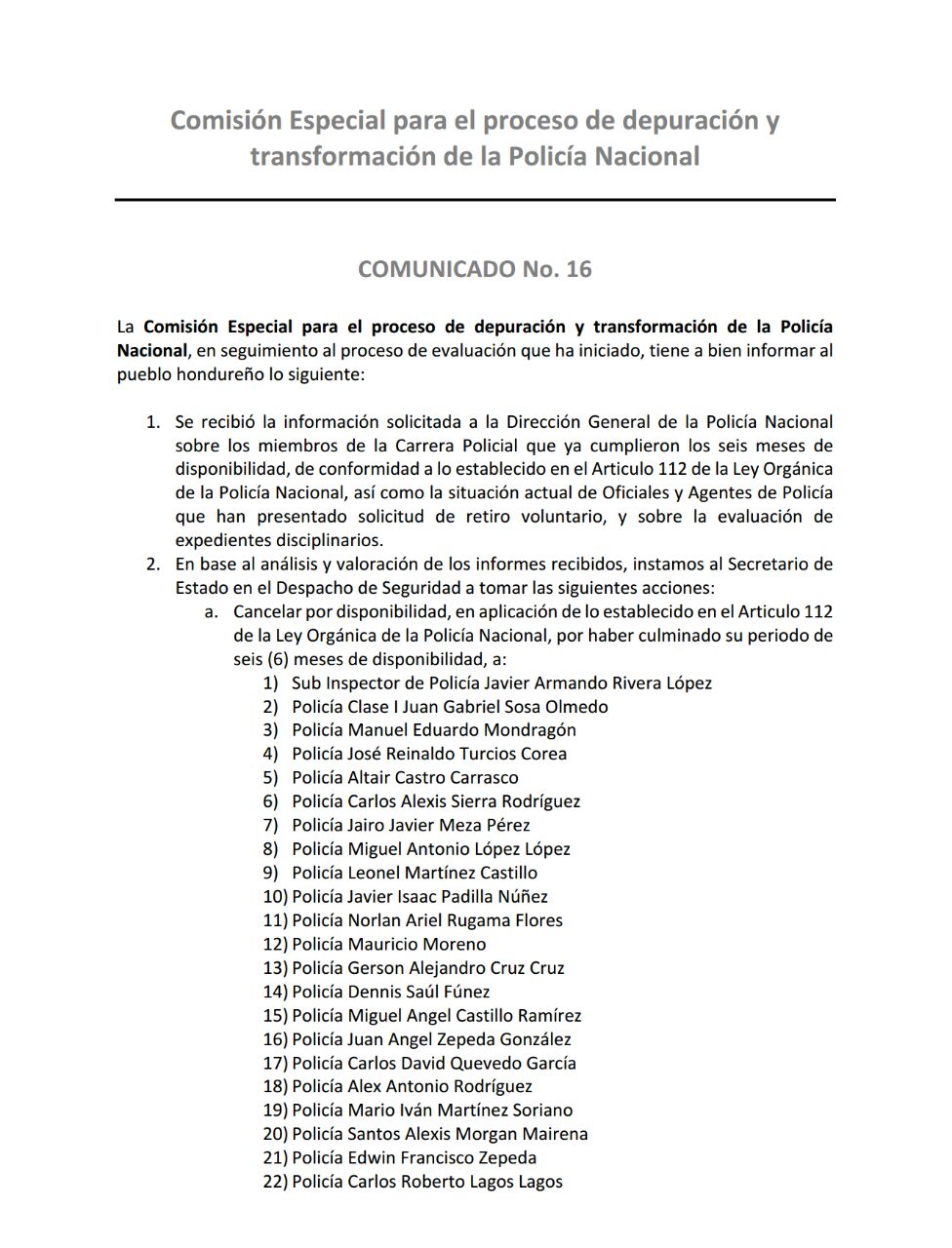 Comunicado 16